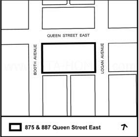 875 Queen St. East at Queen St E & Logan Ave